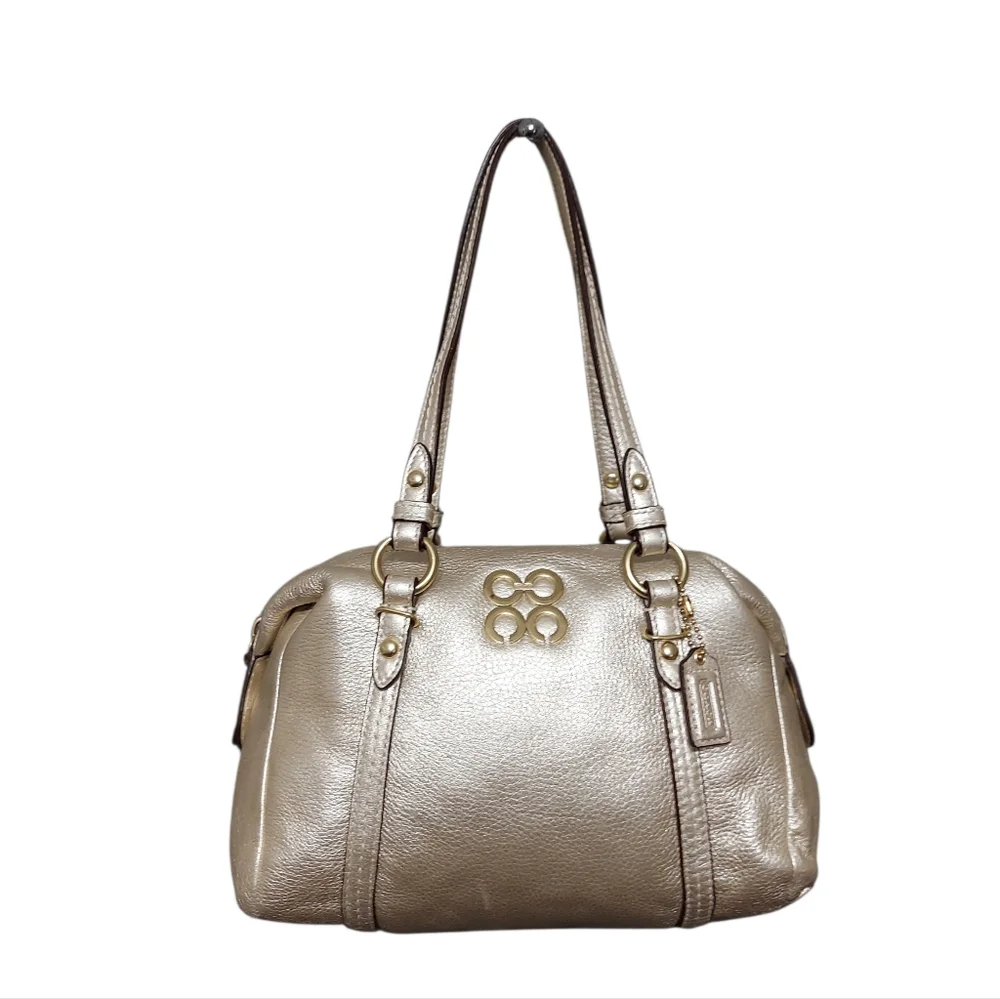 Coach Julia Mini Duffle Boston Metallic Gold Zip Shoulder Bag Gently Loved